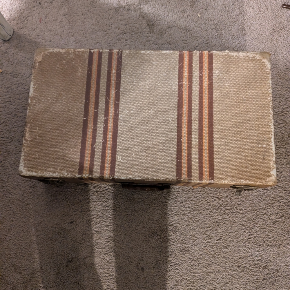 Vintage Striped Suitcase